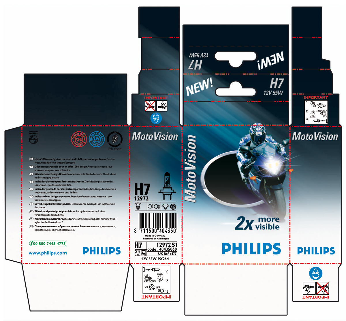 Philips MotoVision two-wheeler lighting packaging